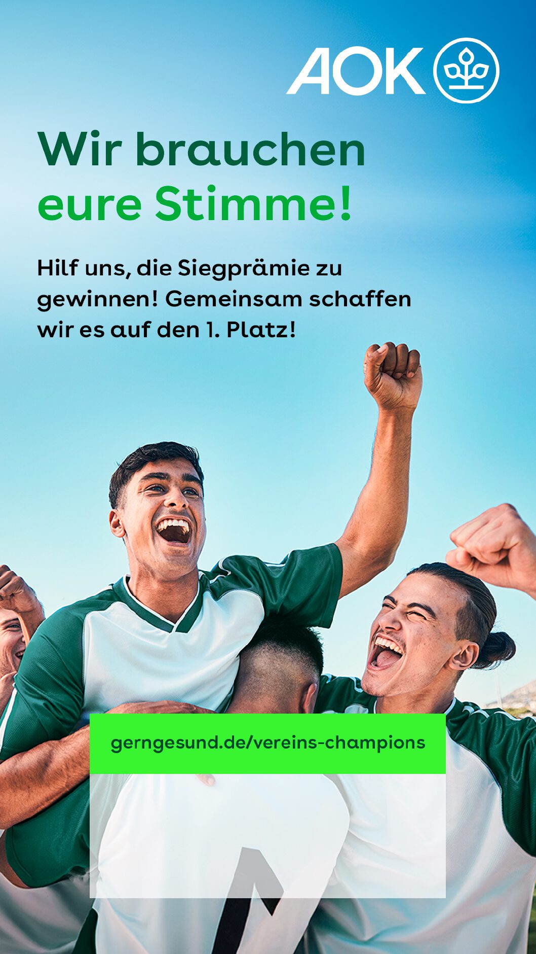 Stimmt für uns bei der Aktion AOK Vereins-Champion!