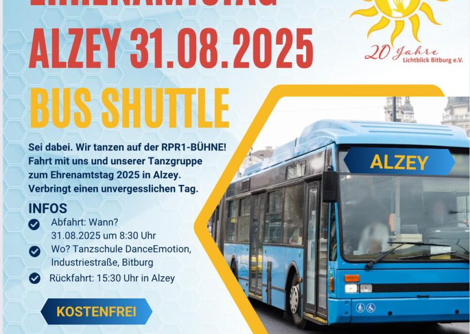 Bus-Shuttle zum Ehrenamtstag in Alzey am 31.08.2025